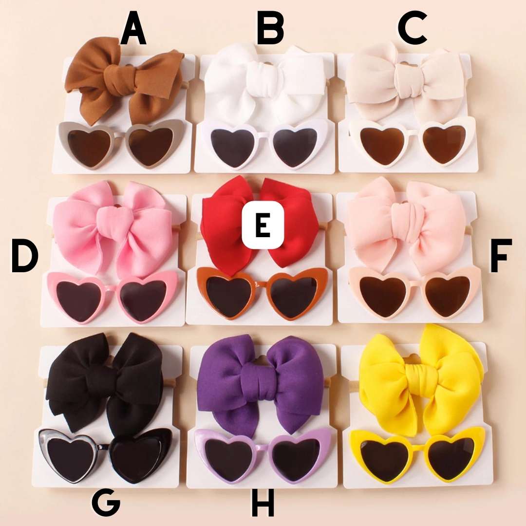 Heart Shape Sunglasses & Bow Headband