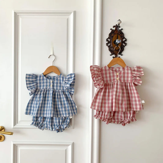 Ruffle Tee And Bloomer Gingham Set (0-2T)