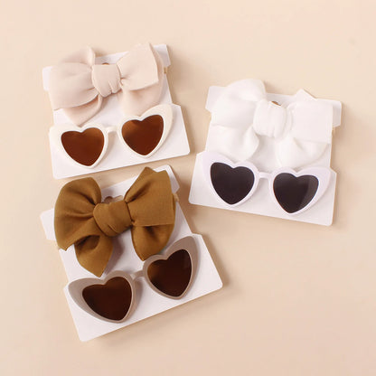 Heart Shape Sunglasses & Bow Headband