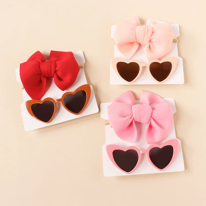 Heart Shape Sunglasses & Bow Headband