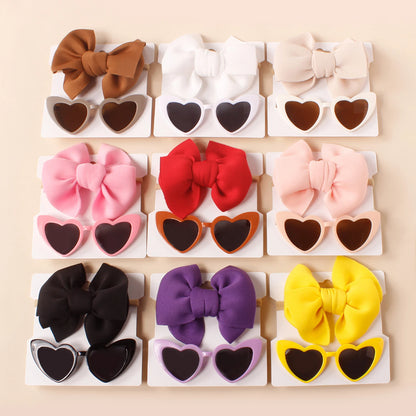 Heart Shape Sunglasses & Bow Headband